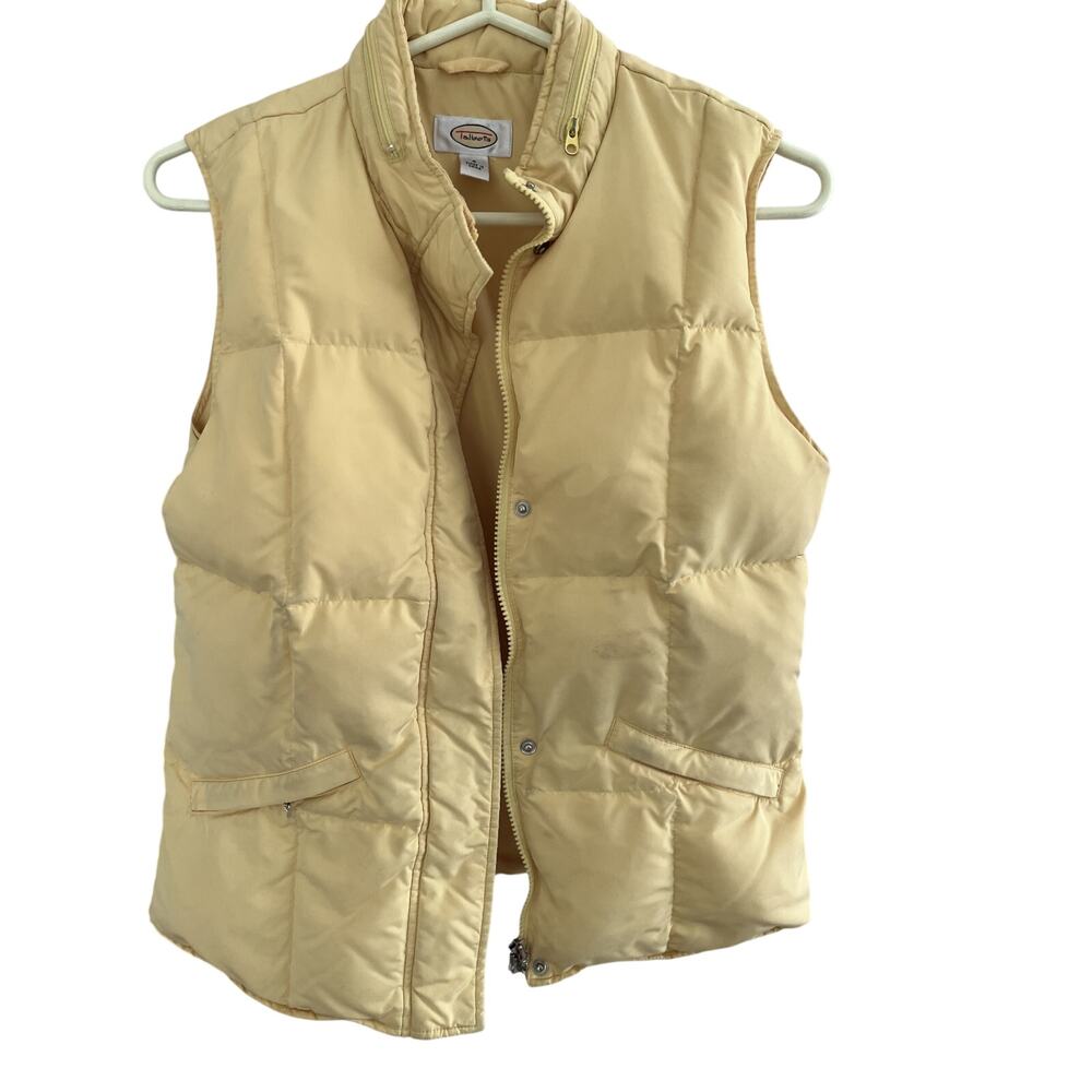 Talbots Womens Puffer Vest S Down Quilted Yellow Preppy Gorpcore